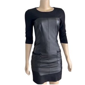 Laundry By Shelli Segal Black Leather Front Dress